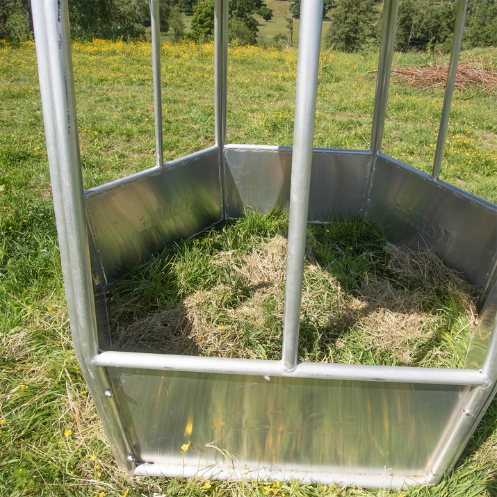 Sechseckige Heuraufe aus Aluminium , mit Dach, 12 Fressplätze