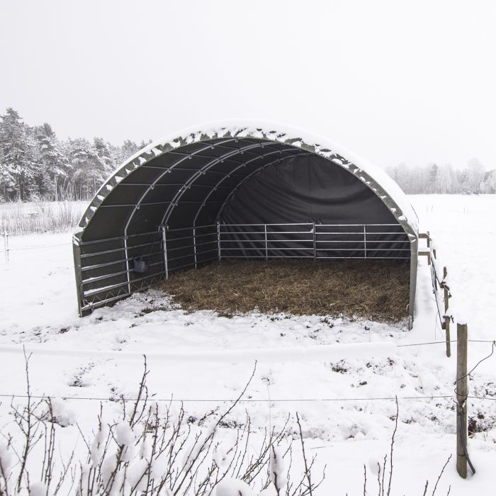 Windschutz 6 x 6 m inkl. 6 Weidepanels mit U-förmigen Füßen