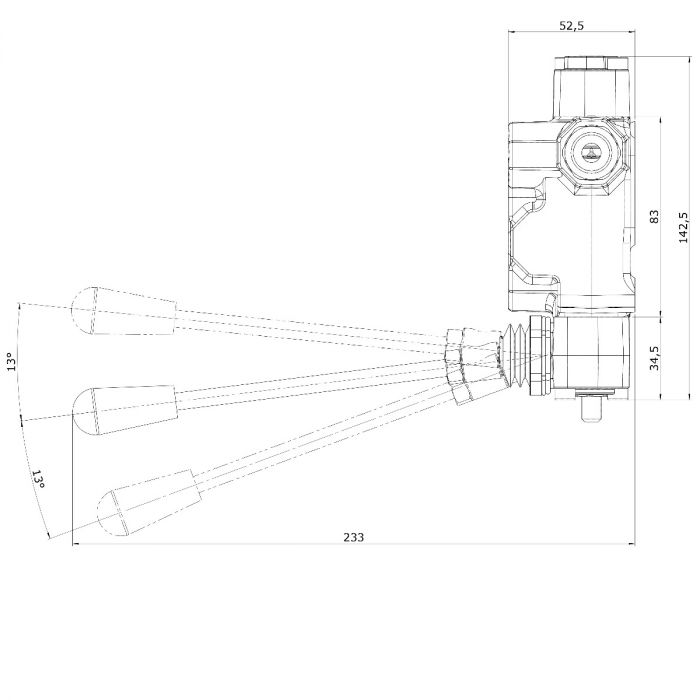 Ventilblock 2 Abschnitte, Mehrhebel