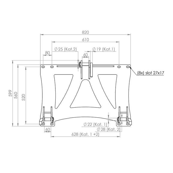 Ballengabel, mit verschraubter Dreipunktaufnahme