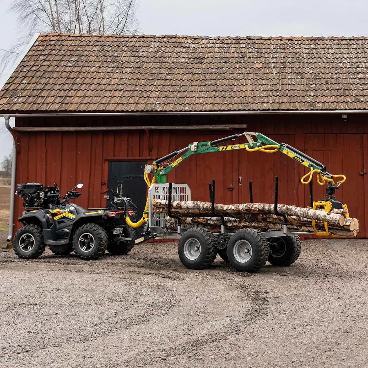 Forstanhänger Quad 3 Tonnen, mit 4,2 m Kran