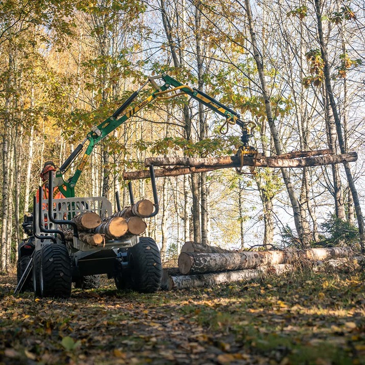 Forstanhänger Quad 3 Tonnen, mit 4,2 m Kran