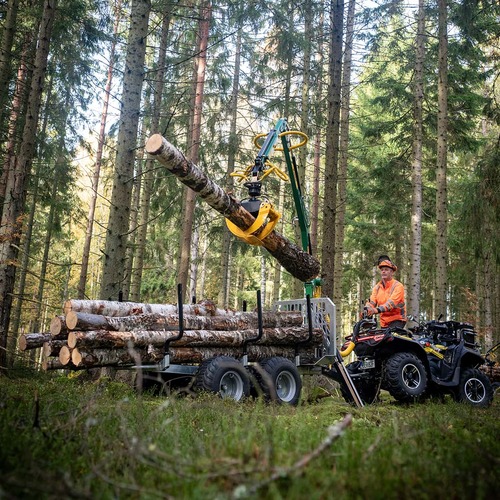Forstanhänger Quad 3 Tonnen, mit 4,2 m Kran