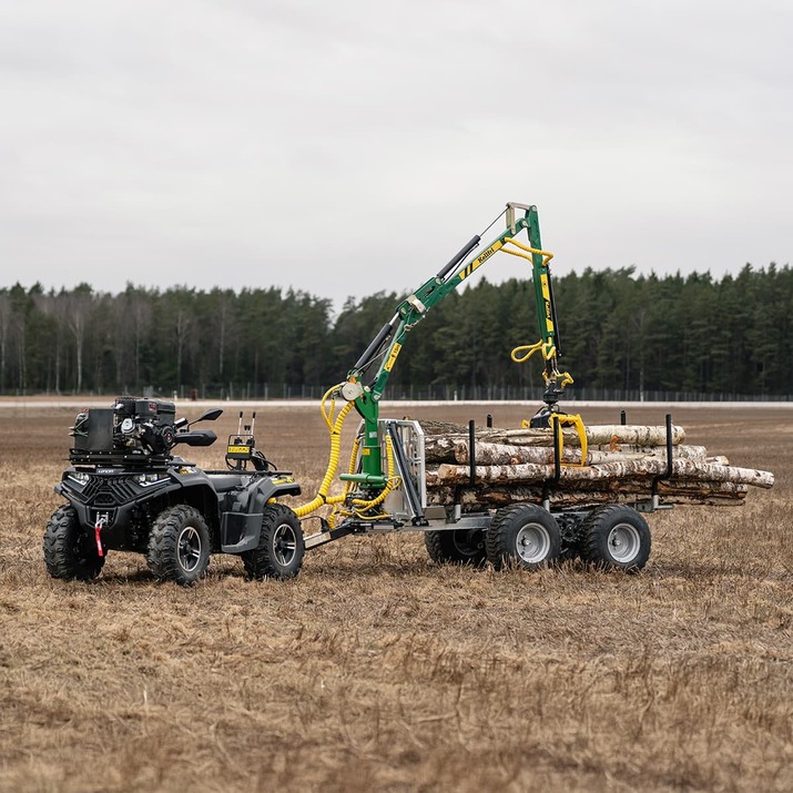 Forstanhänger Quad 3 Tonnen, mit 4,2 m Kran