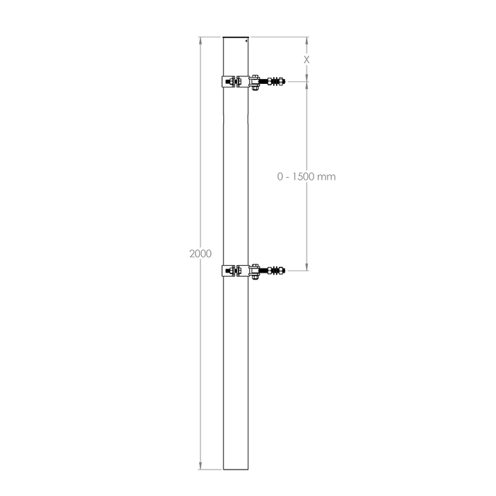 Riegelpfosten und Pfosten mit Aufhängung für Weidepanels, Ø114 x 2000 mm