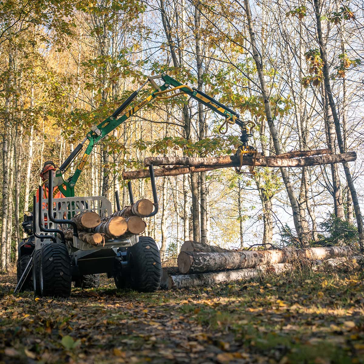 Forstanhänger Quad 3 Tonnen, mit 4,2 m Kran