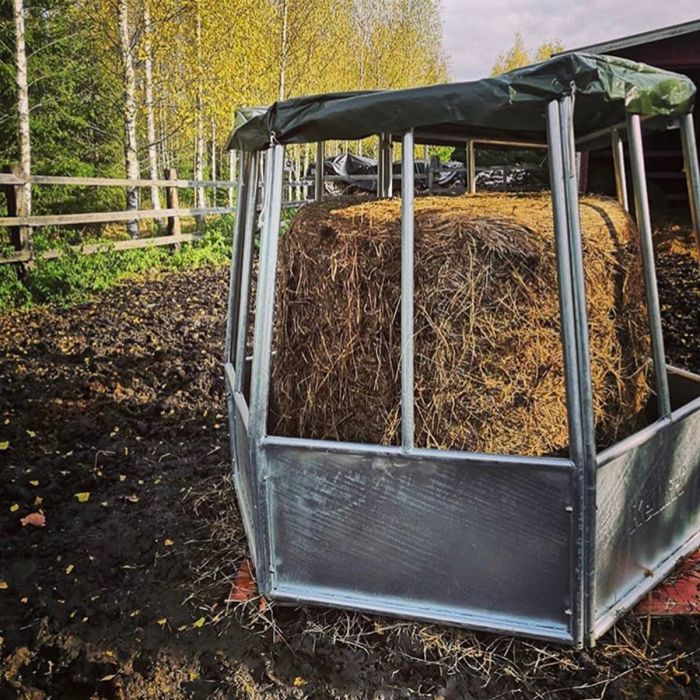 Sechseckige Heuraufe aus Aluminium , mit Dach, 12 Fressplätze